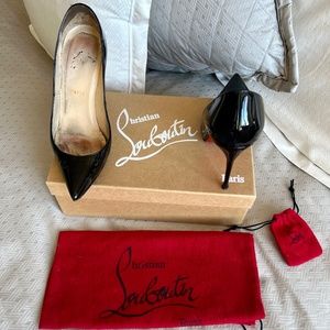 Christian Louboutin Décolleté 554 Patent Black Leather Heels 100 mm heel size 37